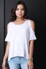 Jersey Knit High Low Cold Shoulder Top