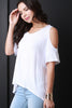 Jersey Knit High Low Cold Shoulder Top