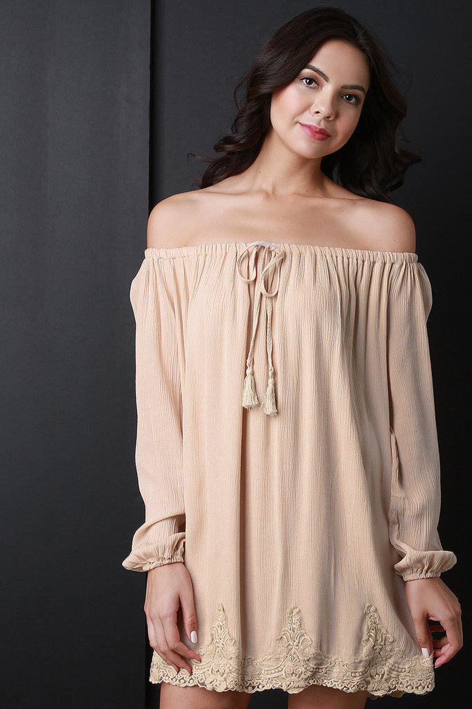 Long Sleeve Off The Shoulder Peasant Dress