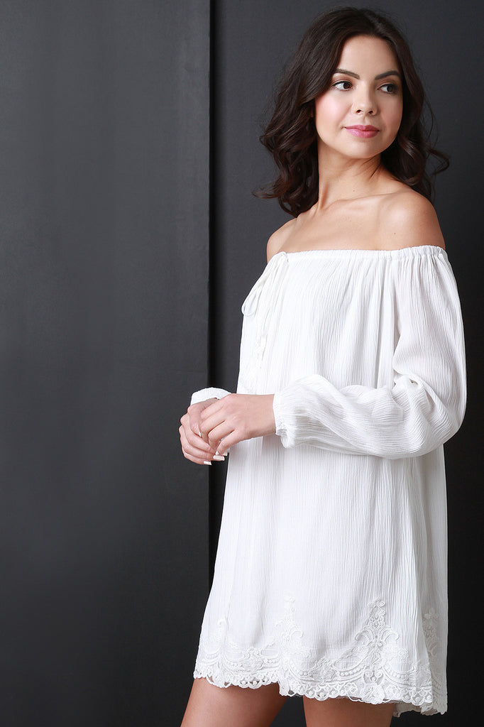 Long Sleeve Off The Shoulder Peasant Dress