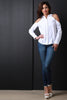 Classic Collar Cold Shoulder Button-Up Shirt