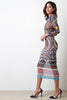 Tribal Print Semi-Sheer Maxi Dress