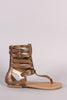 Soda T-Strap Caged Gladiator Flat Sandal