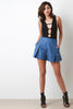 High Waisted Stud Denim Wide Leg Shorts