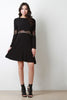 Long Sleeve Lace Inset A Line Dress