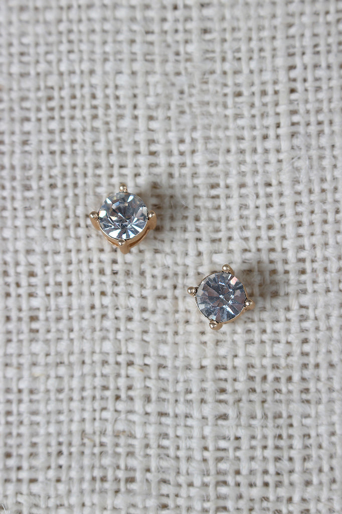 Round Stone Stud Earrings