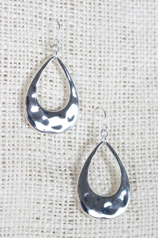 Hammered Tear Drop Dangle Earrings