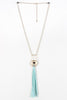 Stone Accent Fringe Tassel Necklace