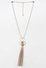 Stone Accent Fringe Tassel Necklace