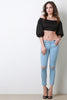 Soft Low Rise Knee Slit Skinny Jeans