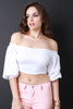 Off The Shoulder Puff Sleeve Crop Top