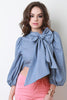 Polka Dot Button Up Bow Crop Top