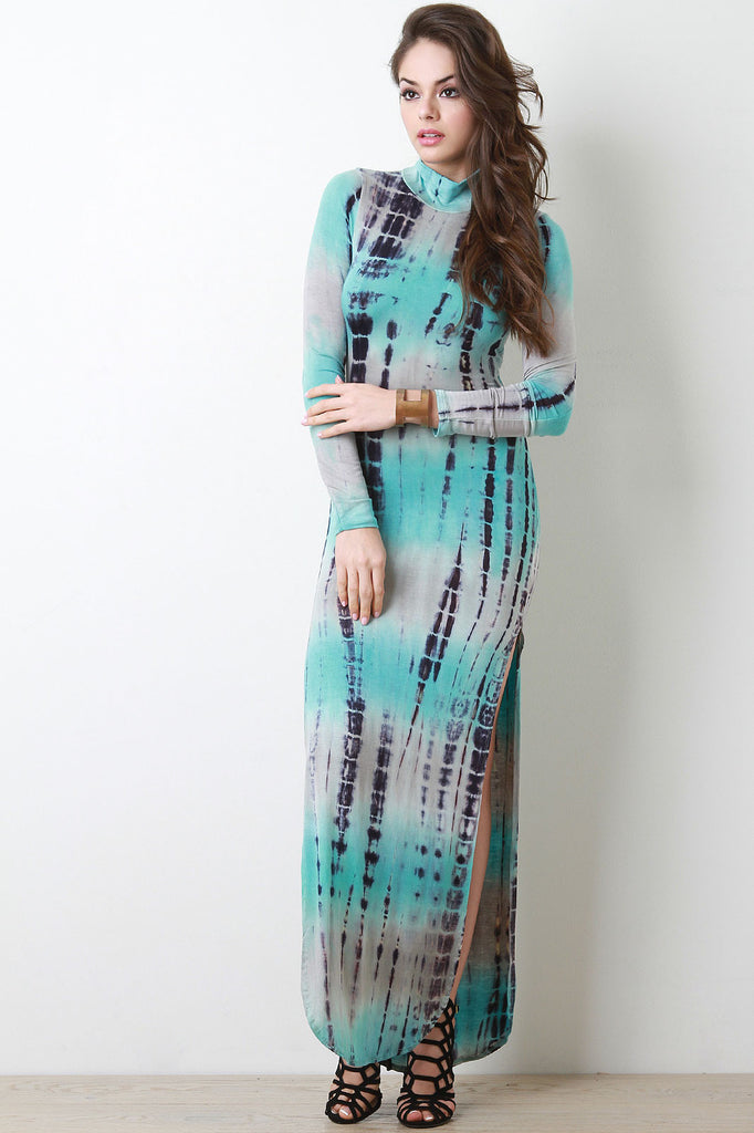 Tie Dye Double Slit Maxi Dress