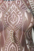 Tribal Print Mesh Long Sleeve Maxi Dress