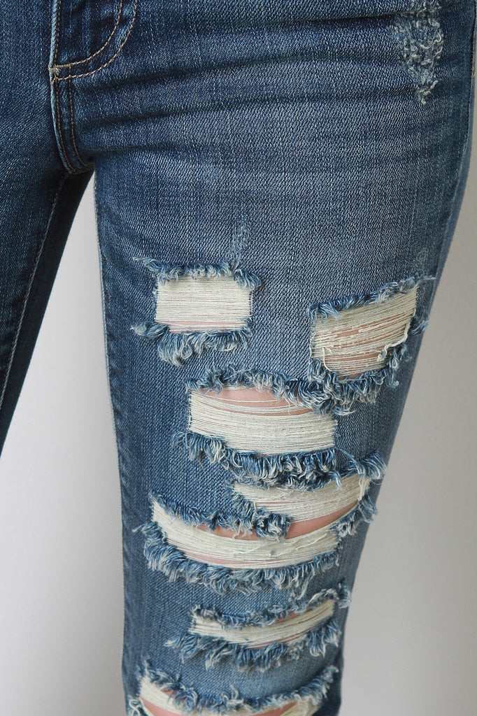 Low Rise Distressed Skinny Jeans