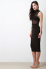 Combo Mesh Midi Dress