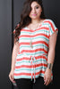 Multicolor Striped Drawstring Shirttail Hem Top