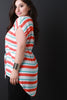 Multicolor Striped Drawstring Shirttail Hem Top