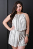 Striped Pattern Round Neck Romper