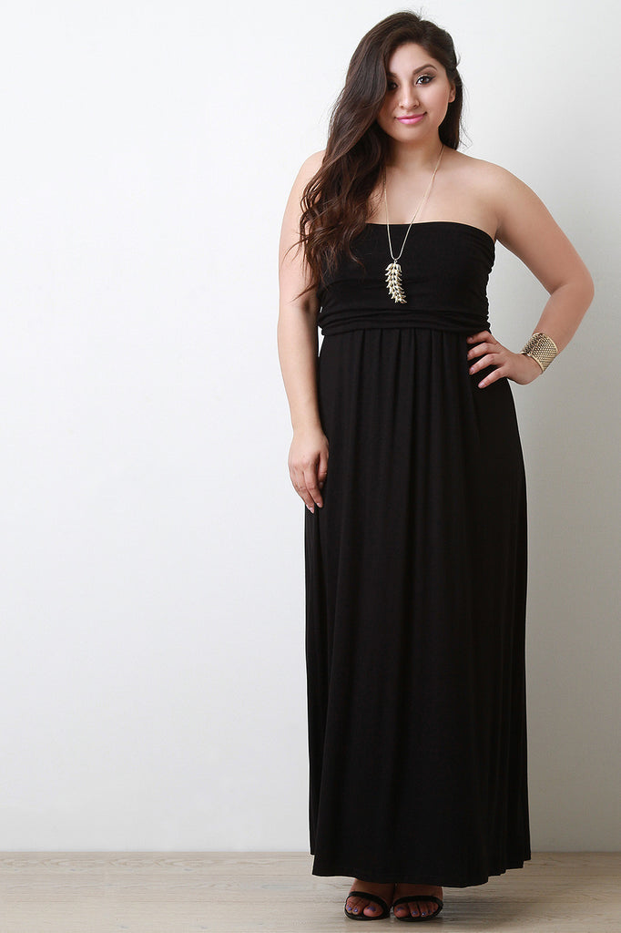 Solid Strapless Maxi Dress