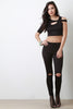 Elbow Sleeves And Open Shoulder Keyhole Crop Top