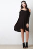 Solid Long Sleeve Cold Shoulder Shift Dress