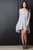 Solid Long Sleeve Cold Shoulder Shift Dress