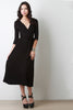Deep Slit Wrap Side Midi Dress