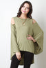 Jersey Knit Dolman Sleeves Cold Shoulder Top