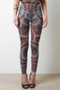 Semi-Sheer Tribal Print Mesh Leggings