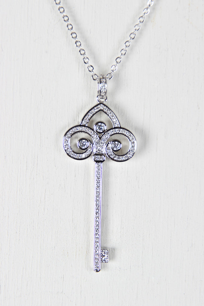 Rhinestone Key Pendant Necklace