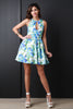 Floral Print Key Hole Skater Dress