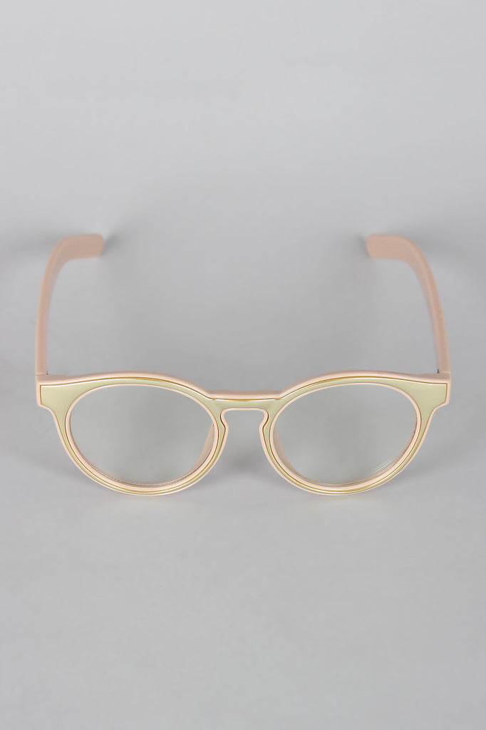 Horn Rimmed Metallic Accent Glasses