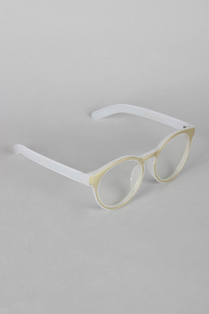 Horn Rimmed Metallic Accent Glasses