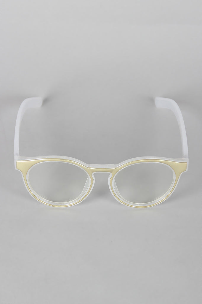 Horn Rimmed Metallic Accent Glasses