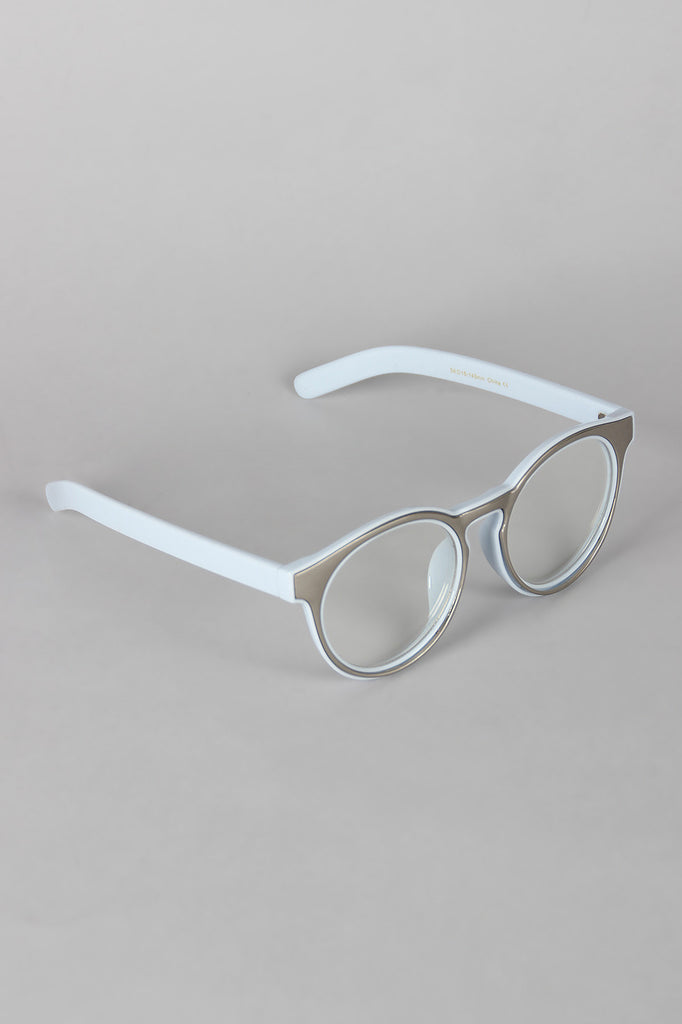 Horn Rimmed Metallic Accent Glasses