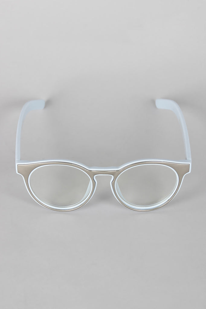 Horn Rimmed Metallic Accent Glasses