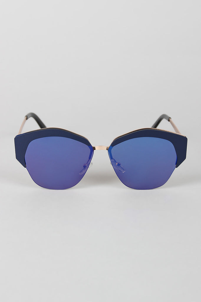 Geometric Semi-Rimless Sunglasses