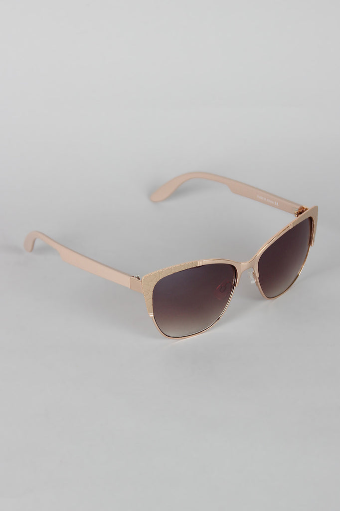 Textured Mod Semi-Rimless Sunglasses