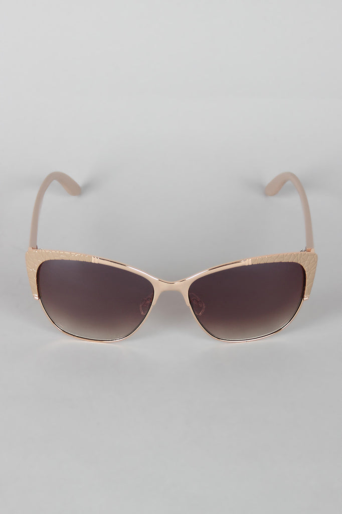 Textured Mod Semi-Rimless Sunglasses