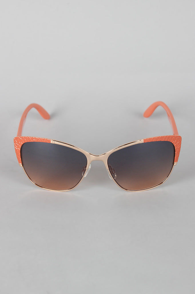 Textured Mod Semi-Rimless Sunglasses