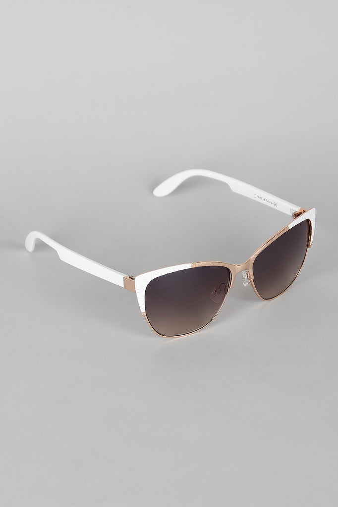 Textured Mod Semi-Rimless Sunglasses