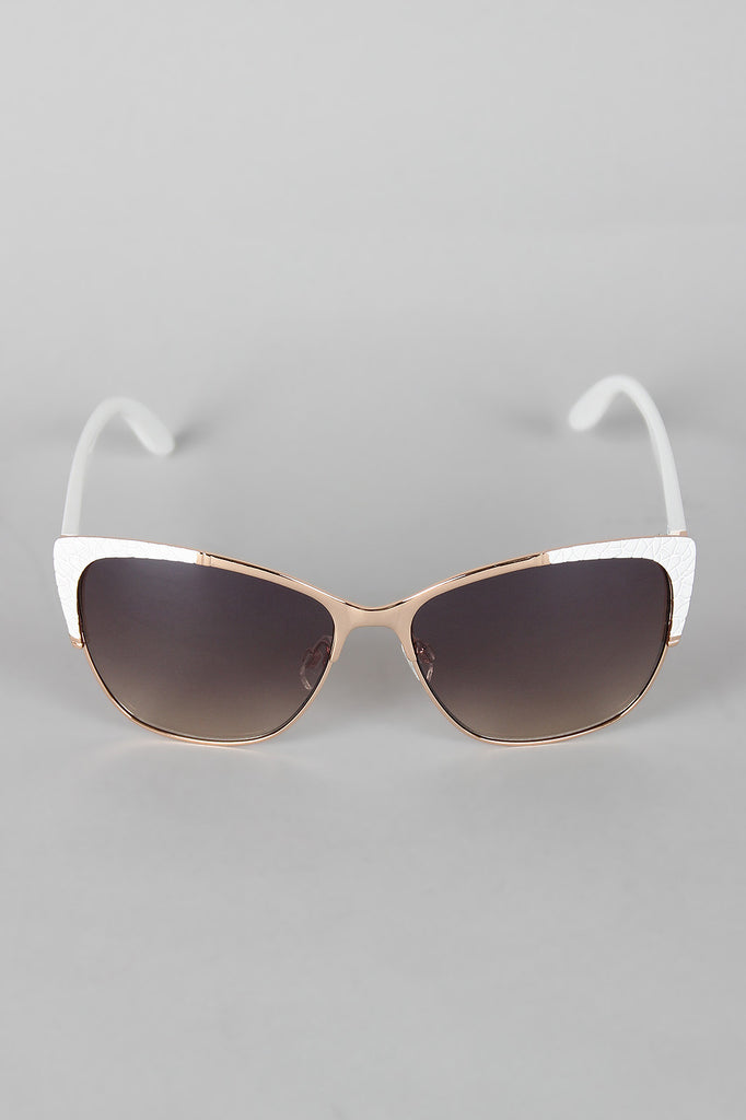 Textured Mod Semi-Rimless Sunglasses