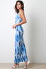 Tie Dye Open Cross Back Deep Slit Maxi Dress