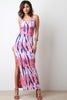 Tie Dye Open Cross Back Deep Slit Maxi Dress