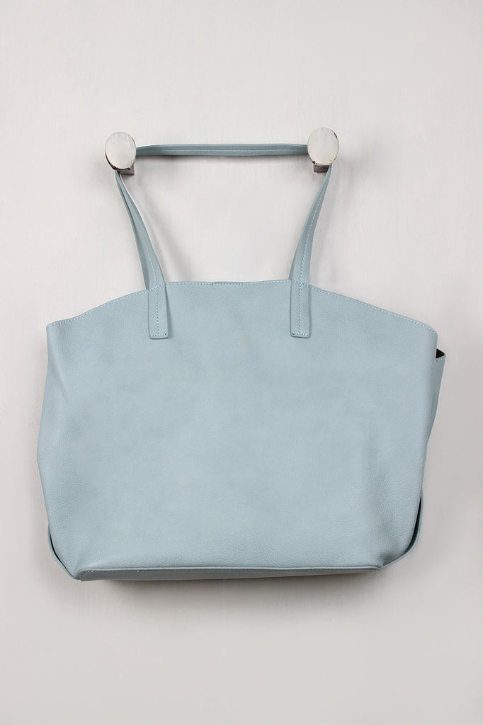 Pebbled Vegan Leather Wide Tote Bag