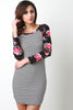 Floral Raglan Striped Dress