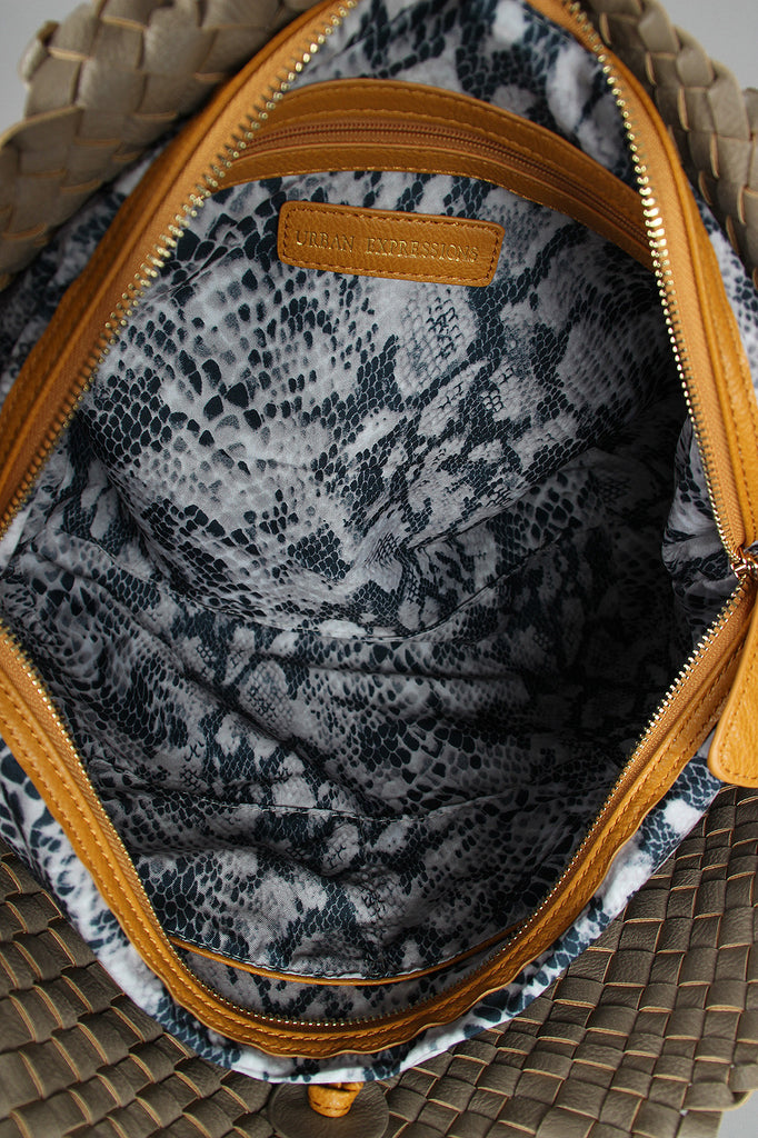 Reversible Woven Tassel Tie Tote Bag