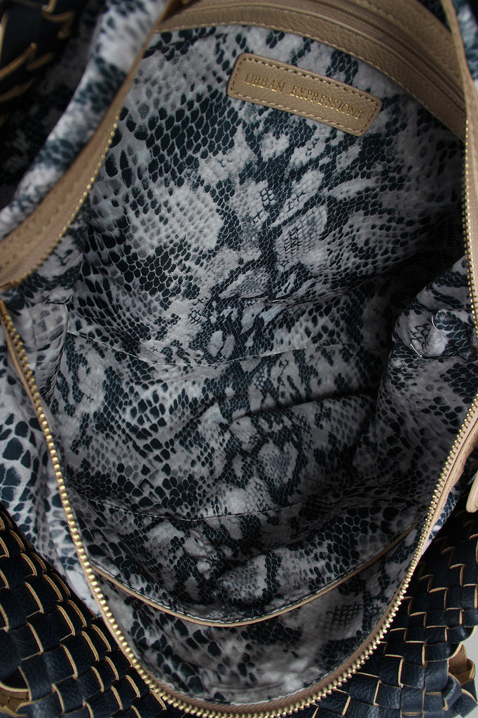 Reversible Woven Tassel Tie Tote Bag