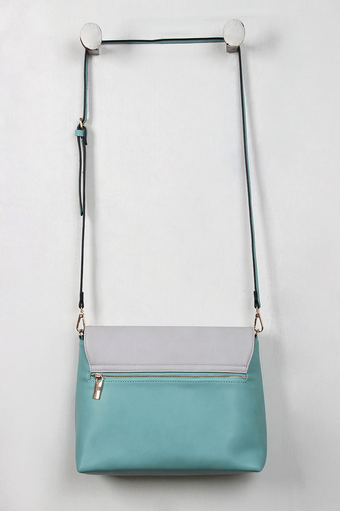 Two-Tone Vegan Leather Envelope Handbag